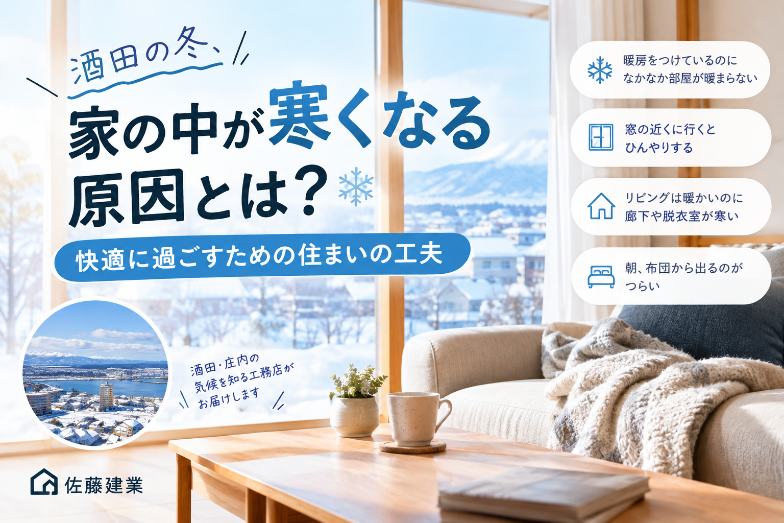 【酒田の冬】なぜ家の中が寒いの？地元の気候から考える原因と暖かく快適に過ごす住まいの工夫